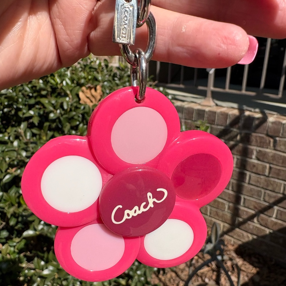 Coach Pink Tri-color Acrylic Flower Charm Rare EUC - Picture 4 of 6